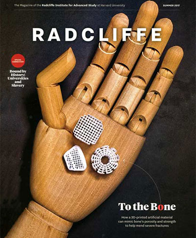 Radcliffe Magazine cover with wooden hand illustration